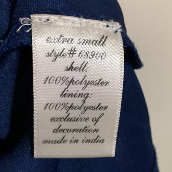 Embellished Blue Halter Knit Lined Sleeveless Keyhole back Midi Dress. Size XS - Picture 8 of 9